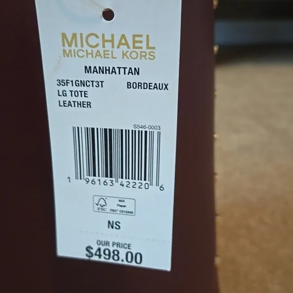 NWT Michael Kors Manhattan Studded Tote/Bordeaux Color - Picture 11 of 11